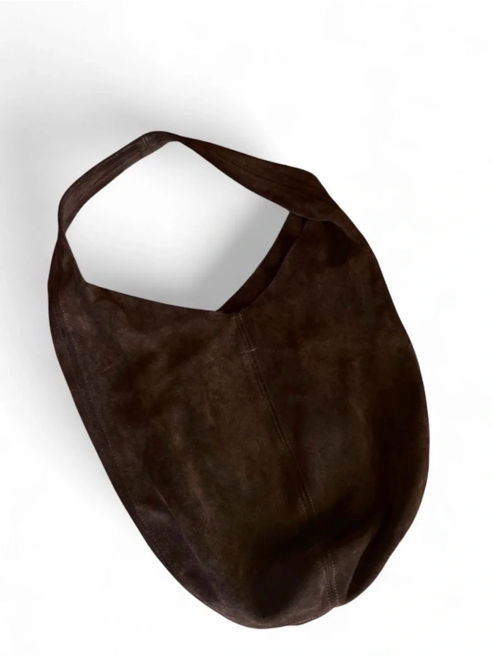 Vintage Dark Brown Suede Hobo Bag with Gold Accent